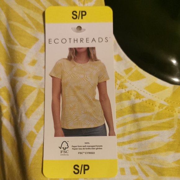 Ecothreads Women's Organic Cotton T-Shirt (Yellow) - Picture 5 of 6